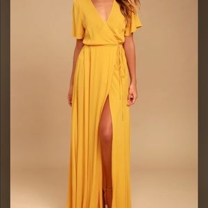 Aritzia Babaton Yellow Wrap Maxi Dress